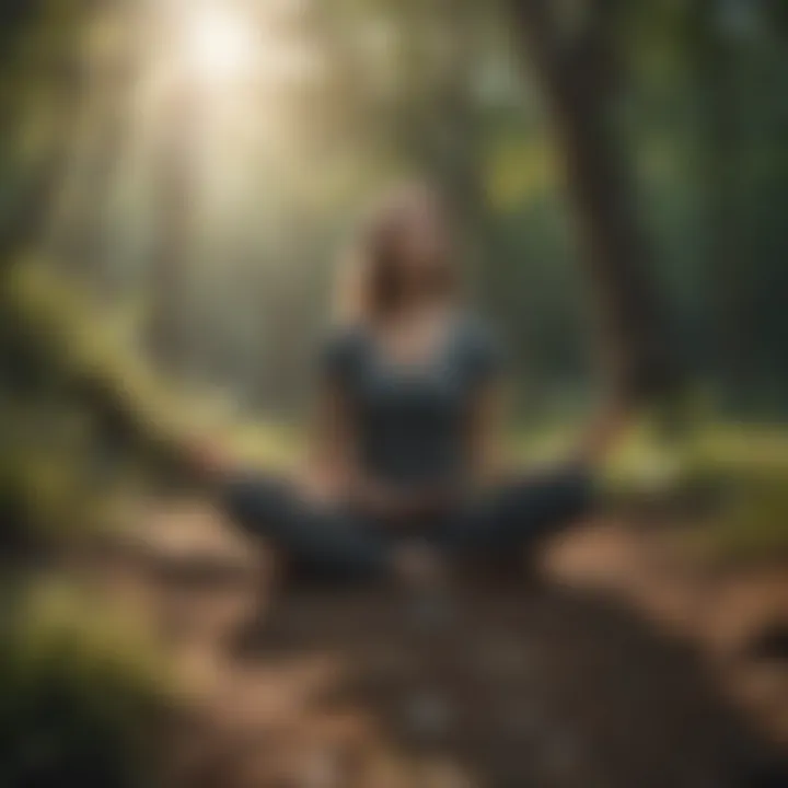Mindful meditation pose in nature promoting mental well-being
