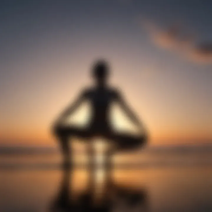 Mindful Movement: Silhouette of a person practicing yoga, fostering mindfulness and body awareness