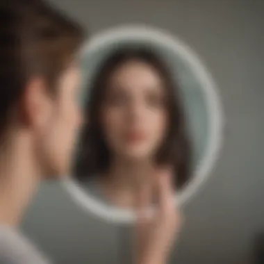 The Illusion of Self-Centered Reflections Illustration of a mirror reflecting only the narcissist's image, symbolizing self-centeredness
