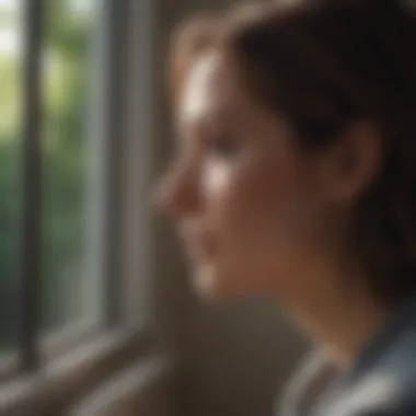 Contemplation and Career Choices A contemplative individual gazing out a window, reflecting on career options