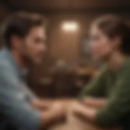 Illustration depicting a conversation between two individuals resolving a conflict