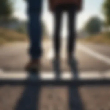 Reflective Choices Artistic representation of a person standing at a crossroads contemplating various paths ahead