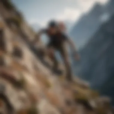 Overcoming Obstacles Person climbing a steep mountain with determination