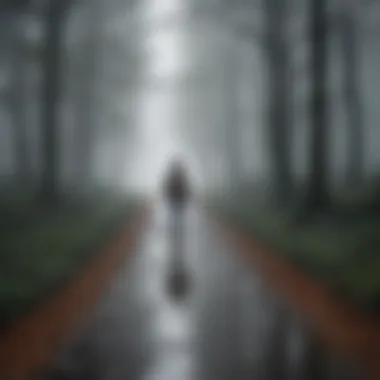 Person walking alone on a foggy path, representing inner journey and self-reflection