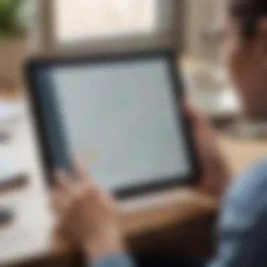 A user interacting with a digital planner on a tablet, showcasing a neatly organized schedule