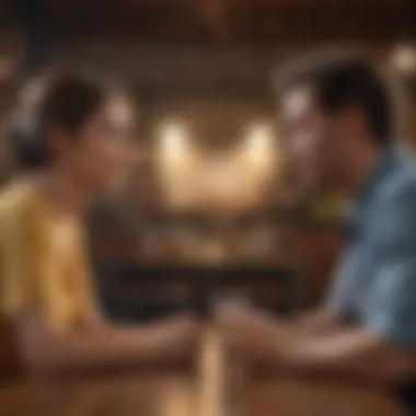 Engaging in Meaningful Conversations Symbolic representation of a couple discussing their issues