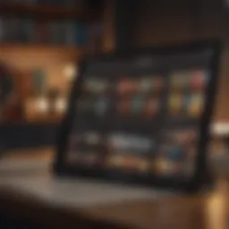 An iPad displaying a digital library interface