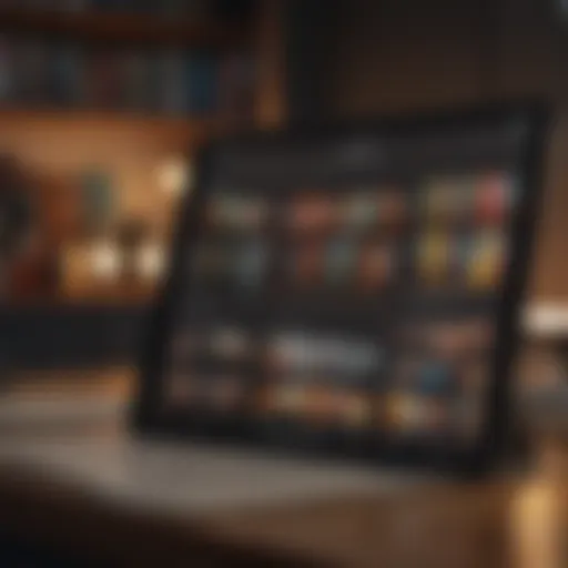 An iPad displaying a digital library interface