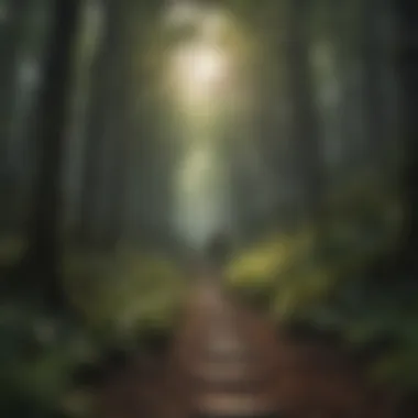 The Journey of Self-Discovery A winding path through a dense forest symbolizing life's journey
