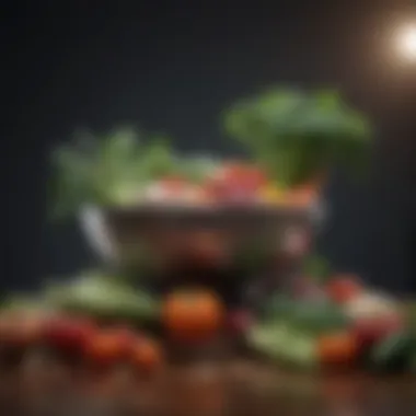 Balanced Diet Essentials Colorful array of fresh vegetables and lean proteins exemplifying a balanced diet.