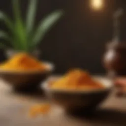 Vibrant turmeric powder in a decorative bowl