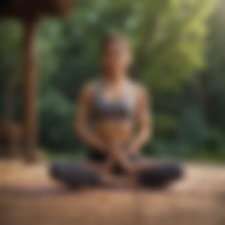 Yoga practitioner in a serene outdoor setting practicing mindfulness