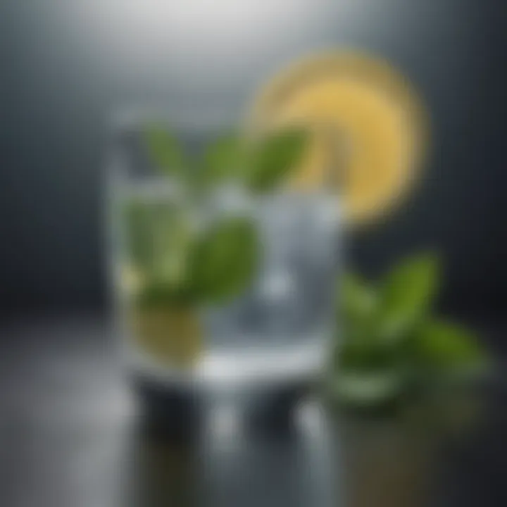 Refreshing glass of water with lemon and mint leaves