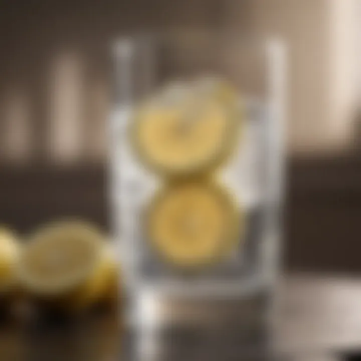 Refreshing glass of water with lemon slices