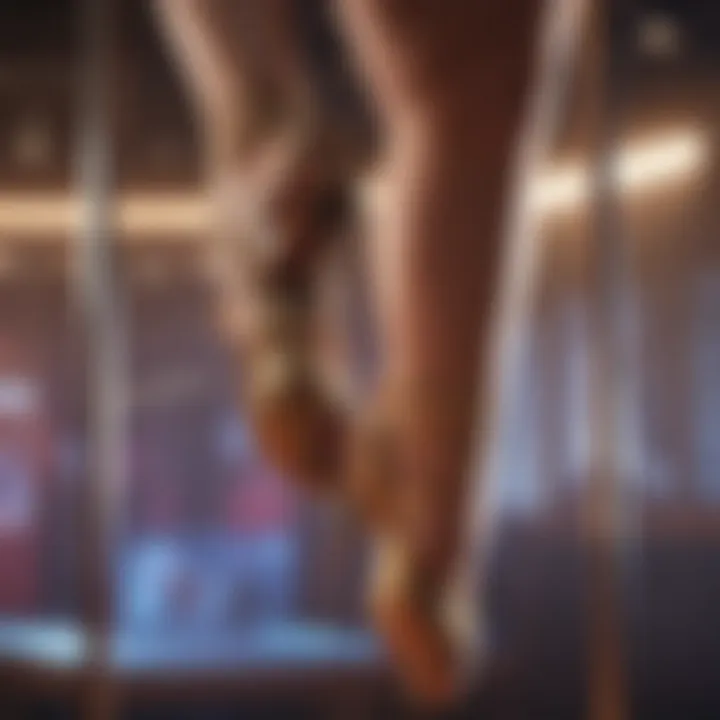 An intricate close-up of pole dancing grips and techniques, emphasizing the artistry and skill involved.