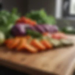 Fresh and colorful vegetables on a cutting board