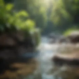 Pristine water flowing from natural spring