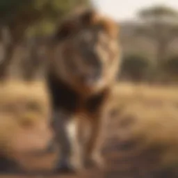 Majestic lion roaming the savannah