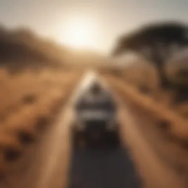 Scenic Safari Drive Safari vehicle driving through stunning landscapes