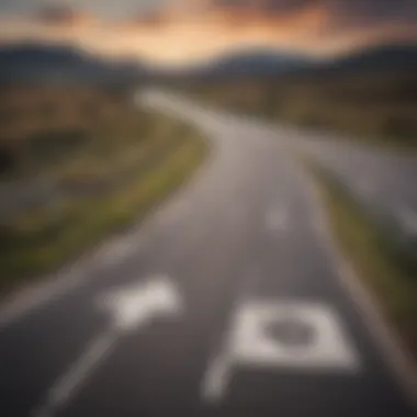 Symbolic image of a winding road with road signs pointing towards reconciliation