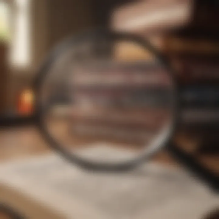 A magnifying glass over a self-help book, symbolizing critical evaluation