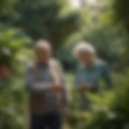 Senior couple enjoying a botanical garden visit