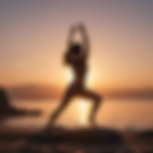 Silhouette of a person doing yoga at sunrise