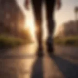 Silhouette of a person power walking at sunrise