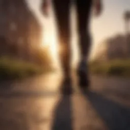 Silhouette of a person power walking at sunrise