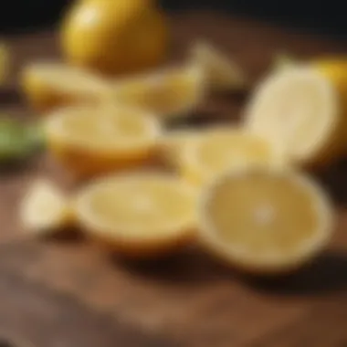 Citrus Slices Highlighting Nutritional Profile Sliced lemons on a wooden table