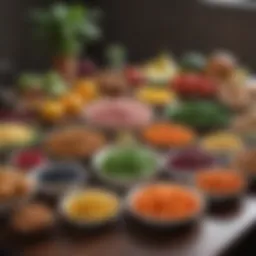 A diverse array of nutrient-rich foods displayed artfully on a table, showcasing the importance of balanced nutrition.