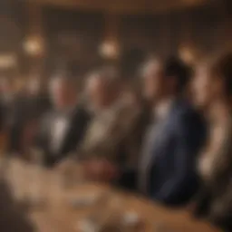Elegant gathering showcasing wealth and ambition