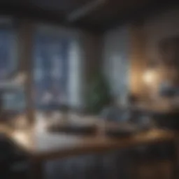 A modern office environment showcasing collaboration