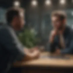 A professional discussing strategies with a colleague