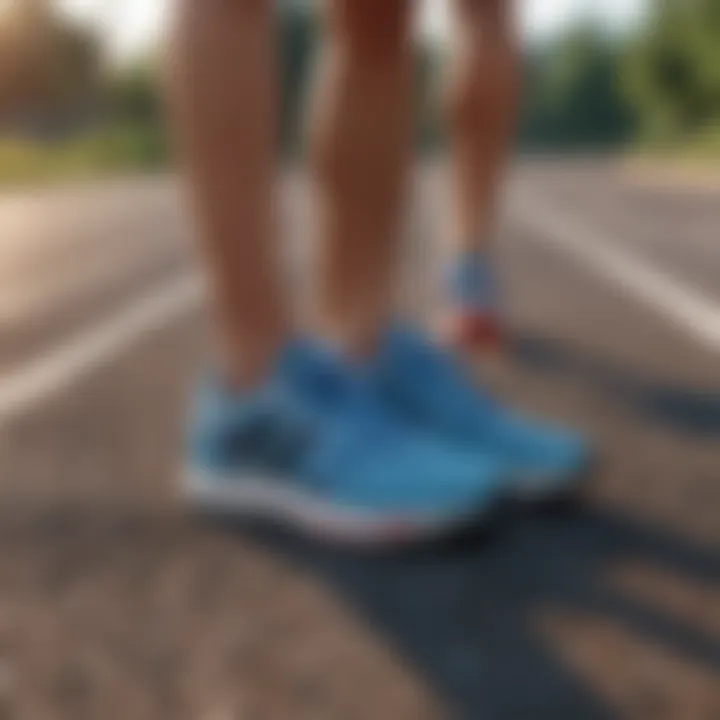 Running shoes on a track highlighting physical activity