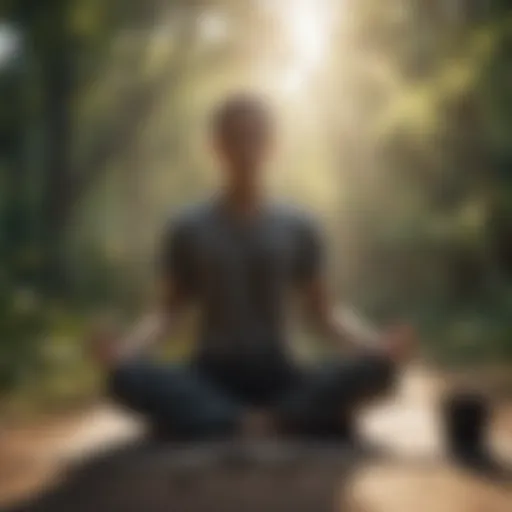 A serene setting showcasing a person meditating post-workout, reflecting on recovery.