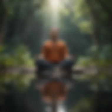 A person meditating in a peaceful environment