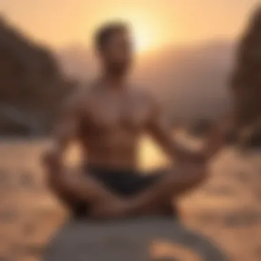 Strength-building yoga posture at sunset