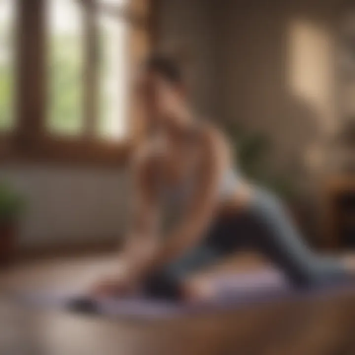 A woman stretching on a yoga mat post-workout