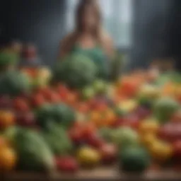 Colorful array of fresh vegetables and fruits