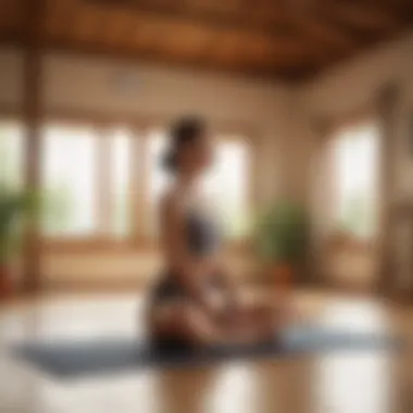 Sunlit room with a person practicing yoga poses