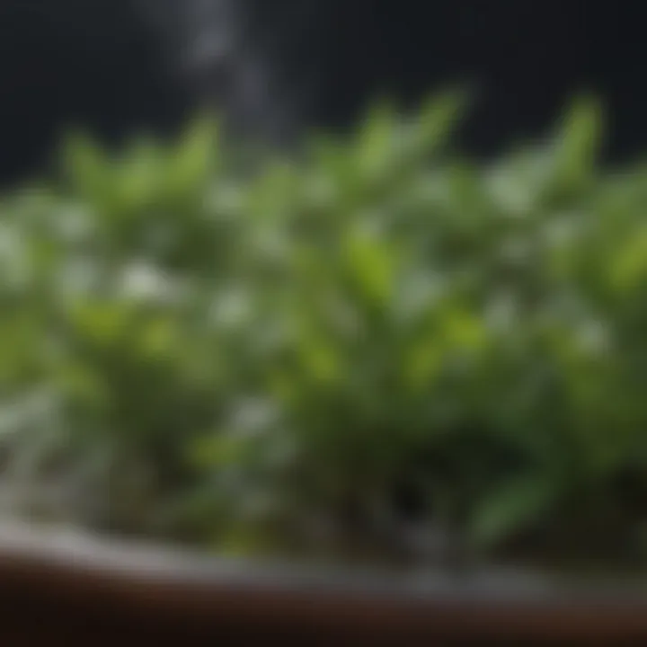 Close-up of tea leaves steeping in hot water