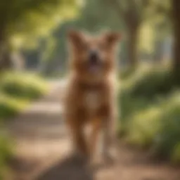 A joyful dog playing in a sunny park, symbolizing companionship and happiness.