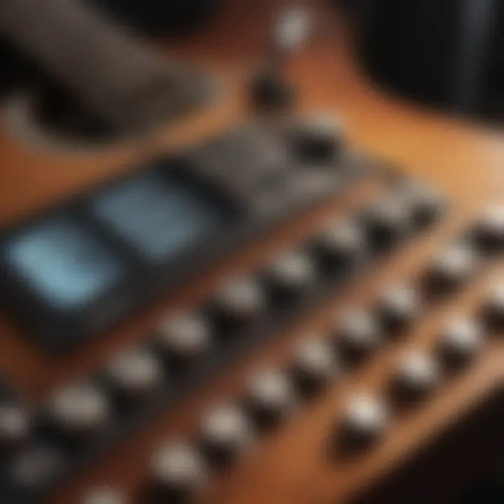 A tech-savvy guitarist using a digital tuner and app