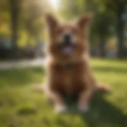 A joyful dog playing in a park