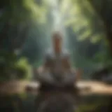 A tranquil scene depicting a serene environment conducive to meditation
