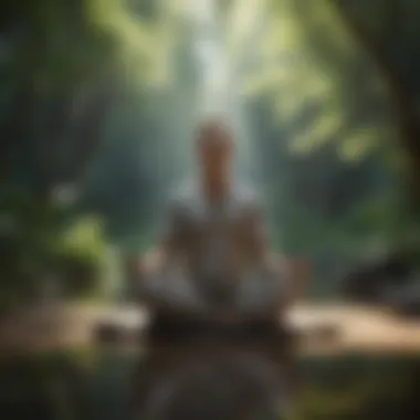 A tranquil scene depicting a serene environment conducive to meditation