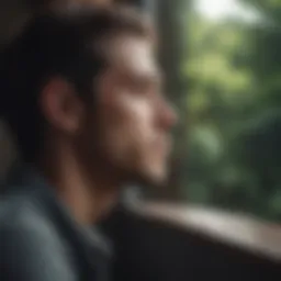 A person contemplating in a serene environment