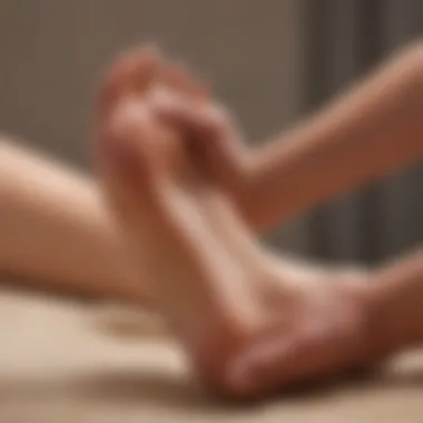 Illustration showing various reflexology techniques being applied