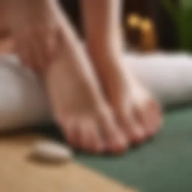 A serene setting for foot reflexology treatment with calming elements